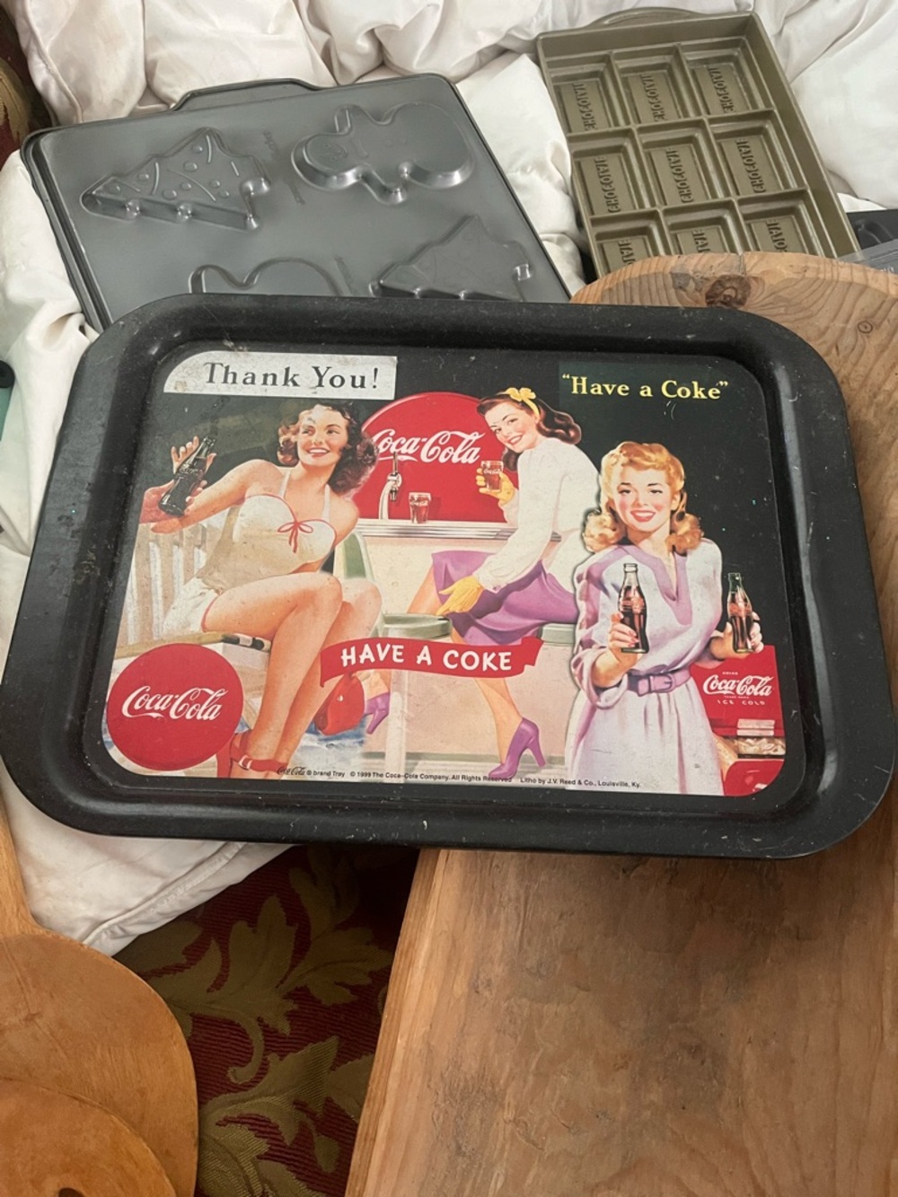 Coca Cola Vintage-Style Black Serving Tray with Red Accents